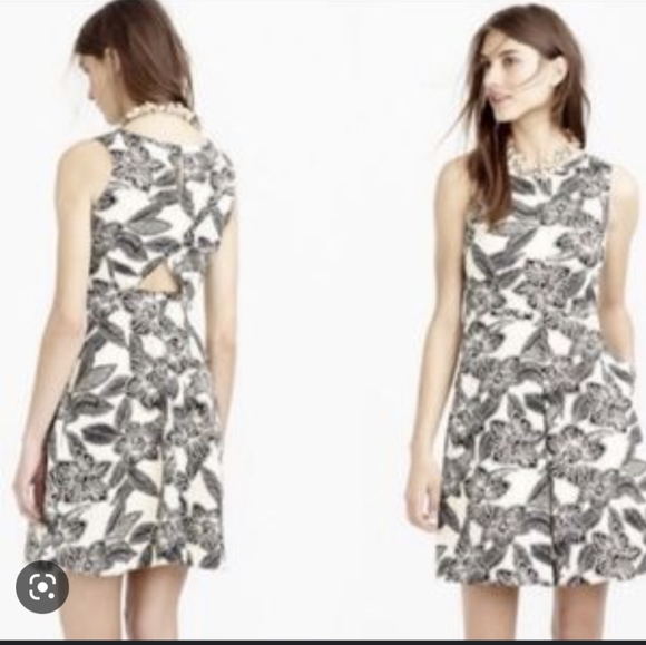 JCrew Polynesian Black and White Floral Cut out Dress - Picture 1 of 5